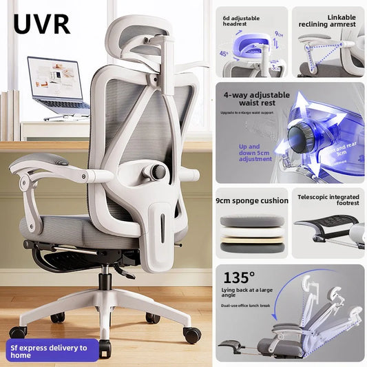 UVR Gaming-Computerstuhl, ergonomisches Design, Sessel, bequemer Mesh-Personenstuhl, Feldverstellbarer Drehstuhl, Bürostuhl