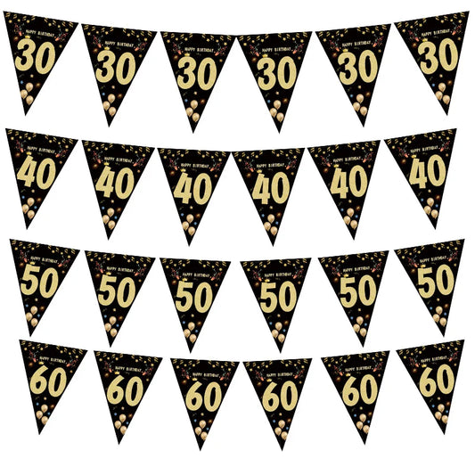 30 40 50 60 Jahre alles Gute zum Geburtstag Papier Banner Geburtstag Party Dekorationen Erwachsene Girlande Geburtstag Anniversaire 30/40 Jahre schwarze Flaggen.