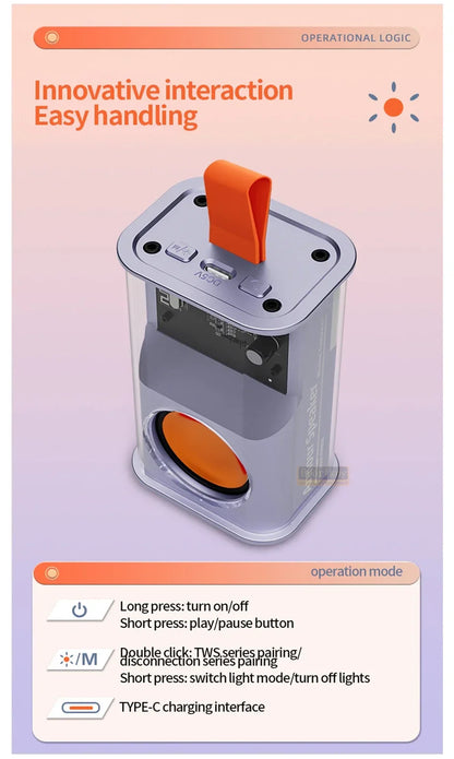 Bluetooth Speaker K08 LED Flashing Soundbar Portable Outdoor Indoor Subwoofer Loudspeaker Support TF Card FM Radio Waterproof.