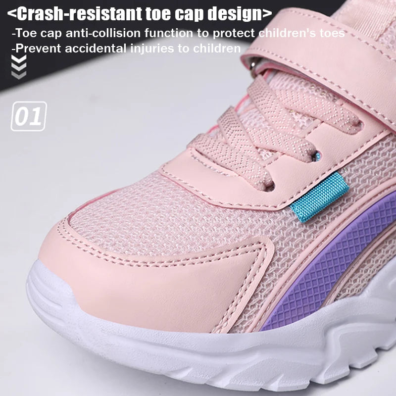 Trendy Lightweight Children Girls' School Shoes Anti-Slip Breathable Outdoor Casual Walking Sneaker Size 28-39.