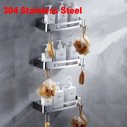 1/2/3 Schichten Eckduschregal Badezimmer Shampoo Duschregal Halter 304 Edelstahl Schlagfrei Küchenstativ Eckständer