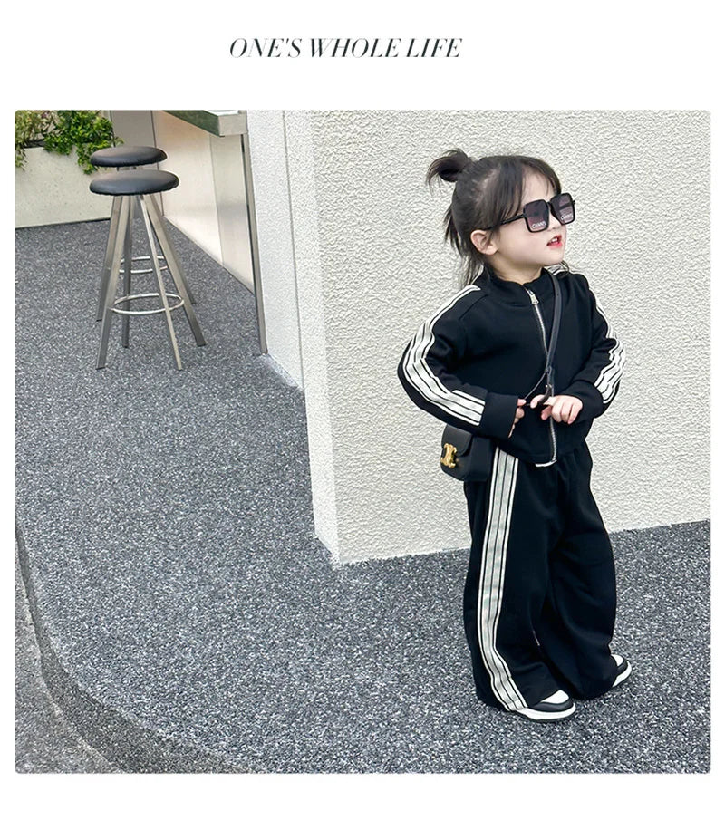 Girls Spring Sets Toddler New Autumn Sports Casual Suits Kids Long-sleeved Jacket+Pants 2Pcs Outfits Children Loose Clothing Set