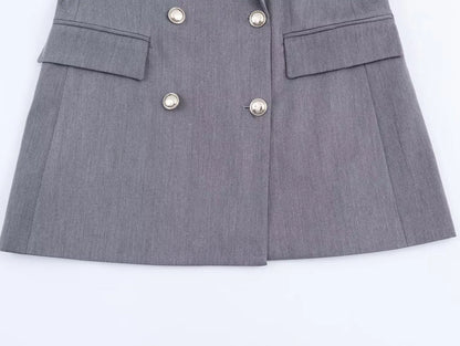 HH Frau Mode Vielseitige Lange Ärmel Zweireiher Tasche Dekoration Blazer + High Street Casual Pendeln Hose 2-teiliges Set