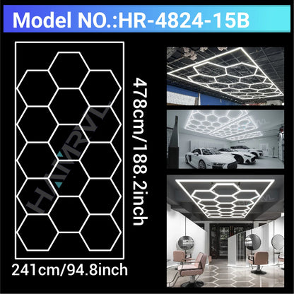 Hexagonal ceiling light BarberShop Car Garage LED Light 6500k LED tube for Gym Bar Hair Salon Library Workshop Auto Body Repair