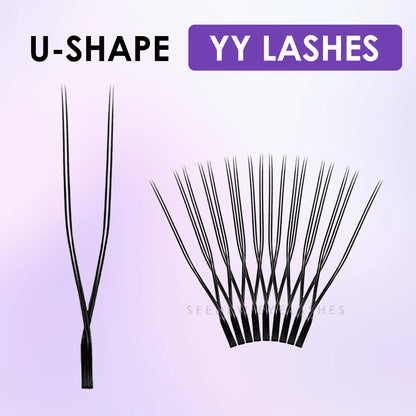 SEEDEW U Shaped 2D/3D/4D/5D Eyelashes Extension Premium Soft False Eyelashes Premade Fan U Lashes.
