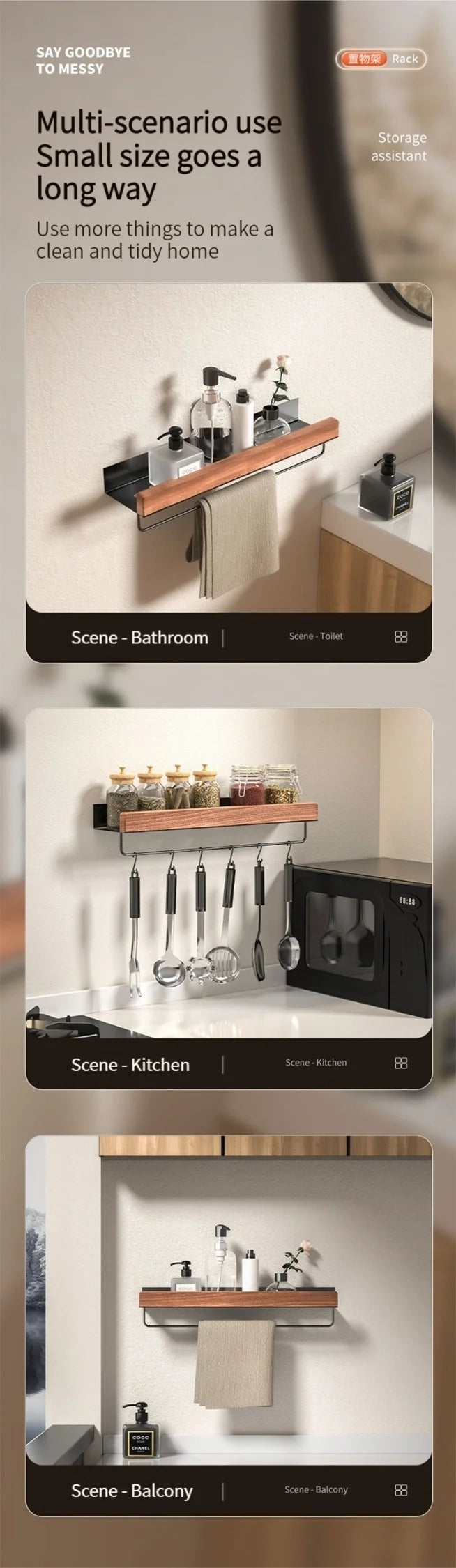 Holz Aluminium Material Eckregal Shampoo Lagerregal Dusche Wandregal Badezimmer Organizer Badezimmerzubehör