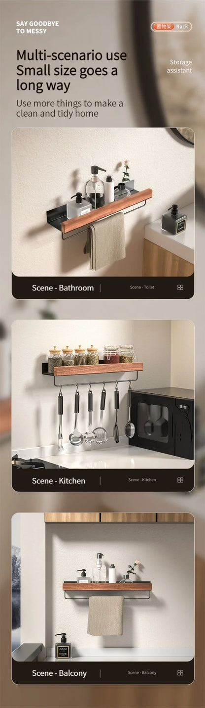 Holz Aluminium Material Eckregal Shampoo Lagerregal Dusche Wandregal Badezimmer Organizer Badezimmerzubehör