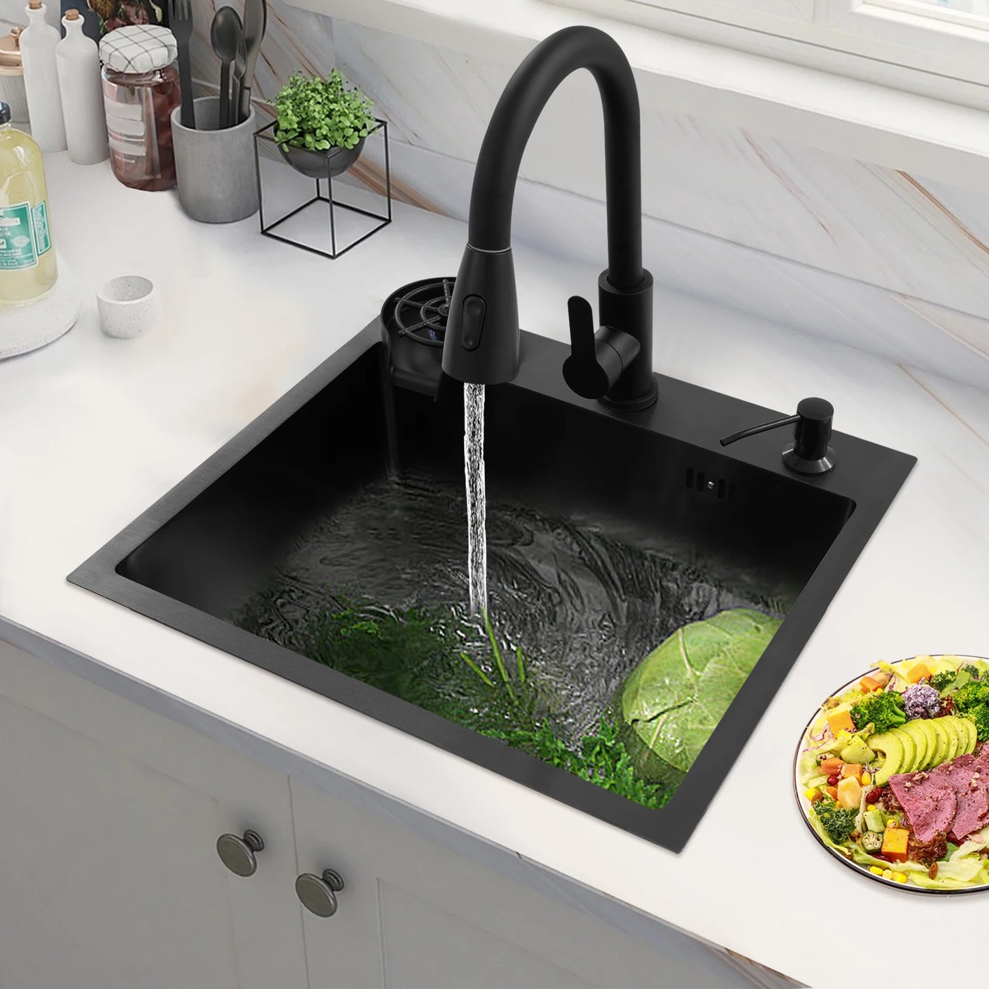 50cm X 40CM Multi-functional Kitchen Sink with Pull-Out Faucet Home Application