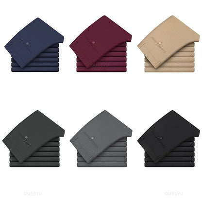 2025 Spring Autumn New Men's Straight Casual Pants Business Fashion Khaki Grey Red Black Solid Color Trousers Plus Size 38 40.