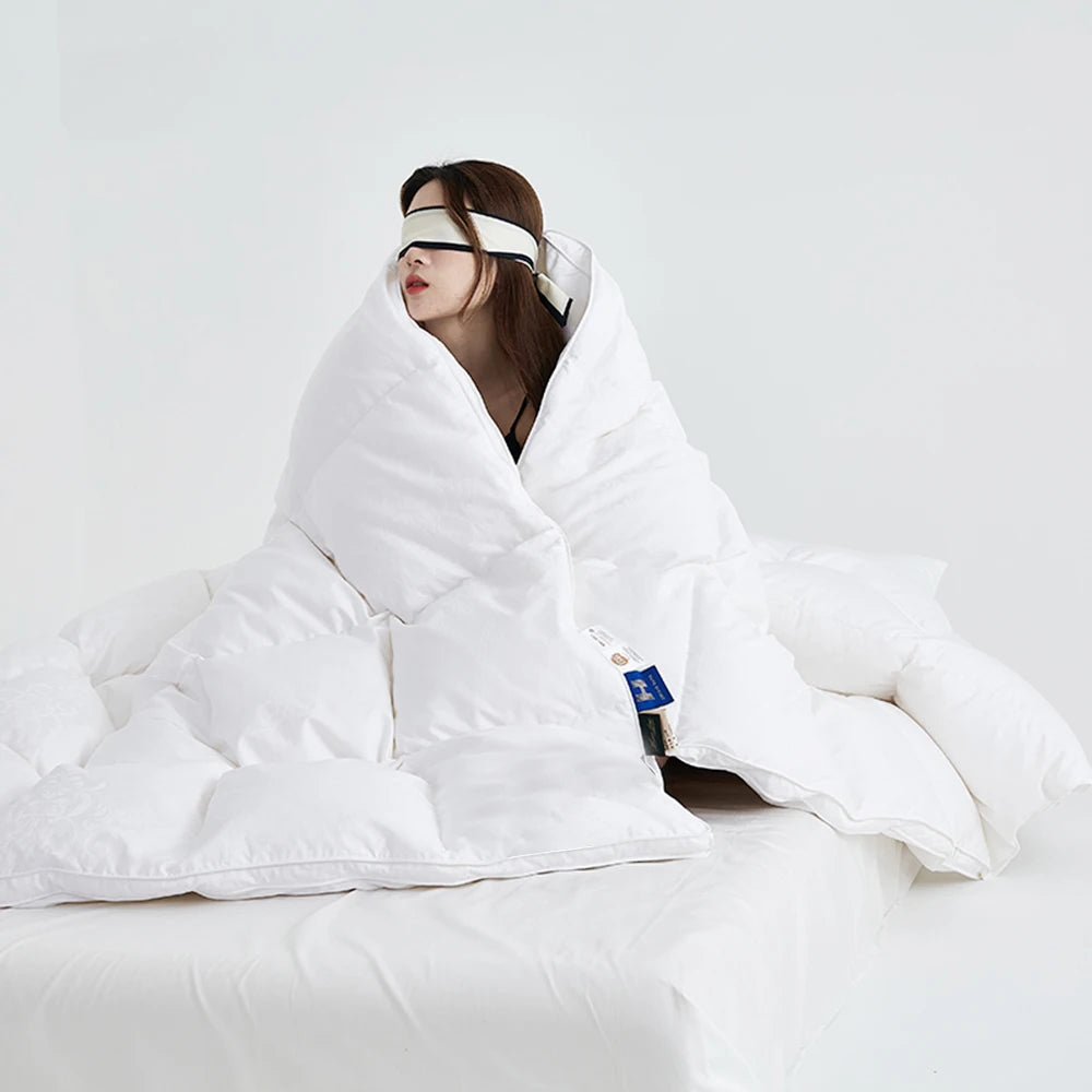 Sondeson Winter 100% Goose Down Quilt Filler 3D Bread Fluffy Duvet Insert Ultra-Soft Queen King Comforter All Season Blankets.