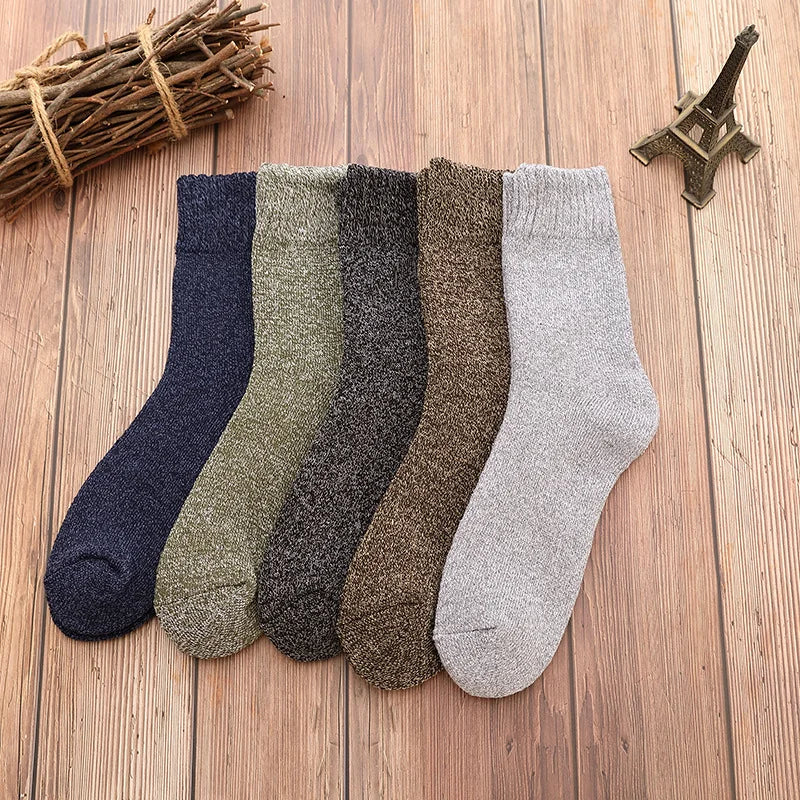 5 Pairs Winter Warm Men’s Socks thick Male Women Socks Super Thicker Solid Socks Winter Socks Against Cold Snow Terry Socks.