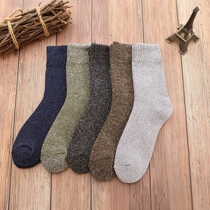 5 Pairs Winter Warm Men’s Socks thick Male Women Socks Super Thicker Solid Socks Winter Socks Against Cold Snow Terry Socks.