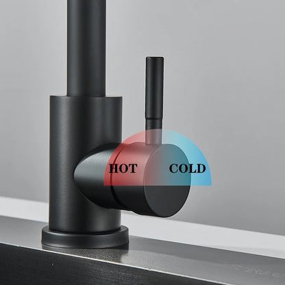 Matte Kitchen Faucet Deck Sinks Faucet High Arch 360 Degree Swivel Cold Hot Mixer Water Tap