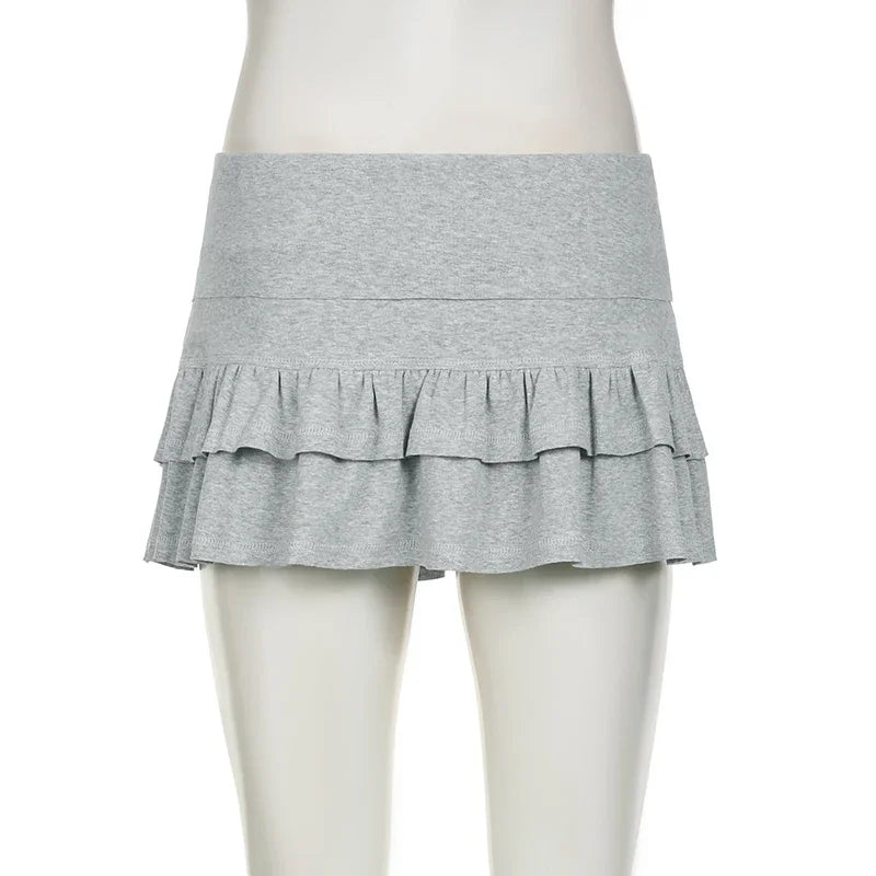 Mooyufo Sweet Solid Pleated Super Mini Skirt Preppy Atyle Sexy Slim Low-Waisted Skirts Women 2024 Summer Fashion Streetwear Lady.