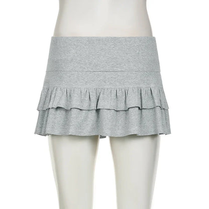 Mooyufo Sweet Solid Pleated Super Mini Skirt Preppy Atyle Sexy Slim Low-Waisted Skirts Women 2024 Summer Fashion Streetwear Lady.