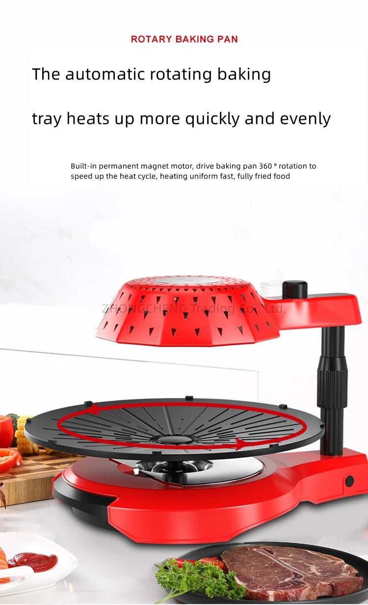 Household 220v 1390w Bbq Oven Indoor Electric Baking Tray Home Smoke-free Non-stick Barbecue Machine Automatically Rotating Baki.