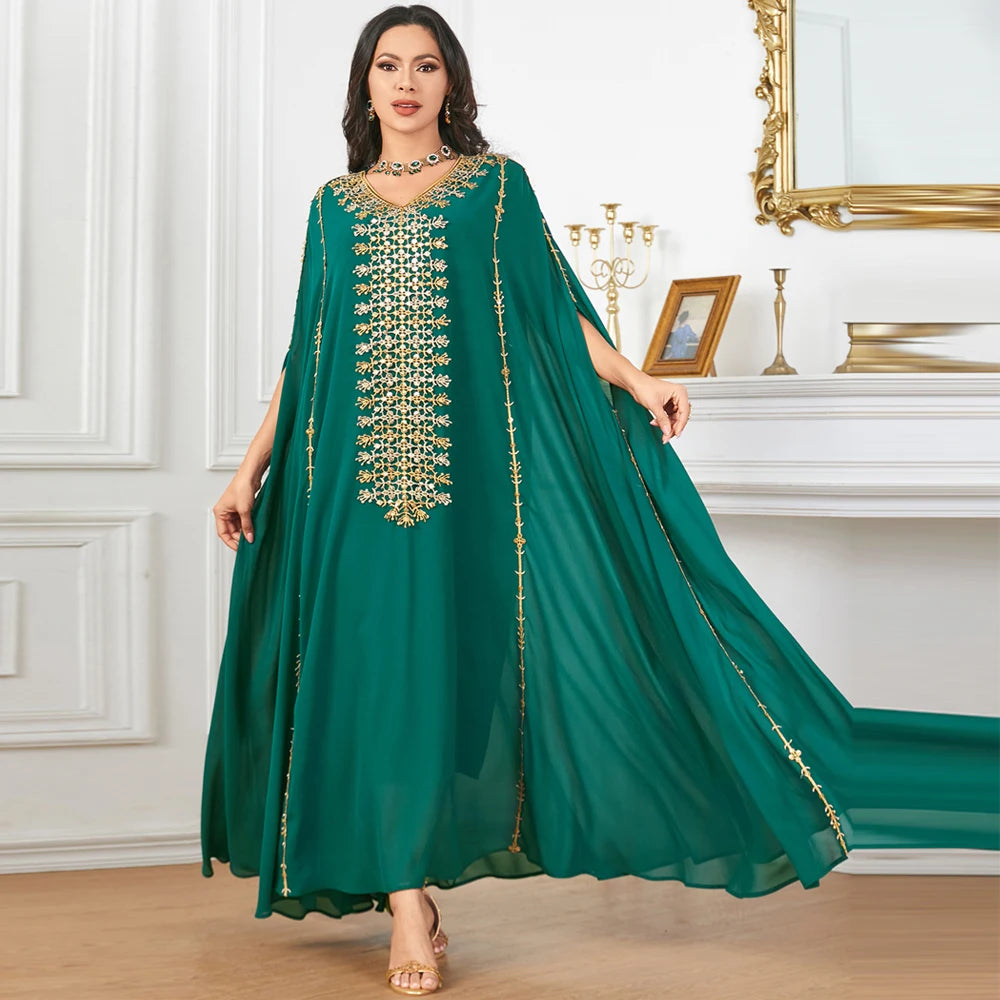Morocco Kaftan Luxury Dubai Abaya Women Muslim Cloak Dress Eid Djellaba Caftan Islam Jalabiya Arabic Robe Vestidos Abayas Kebaya.