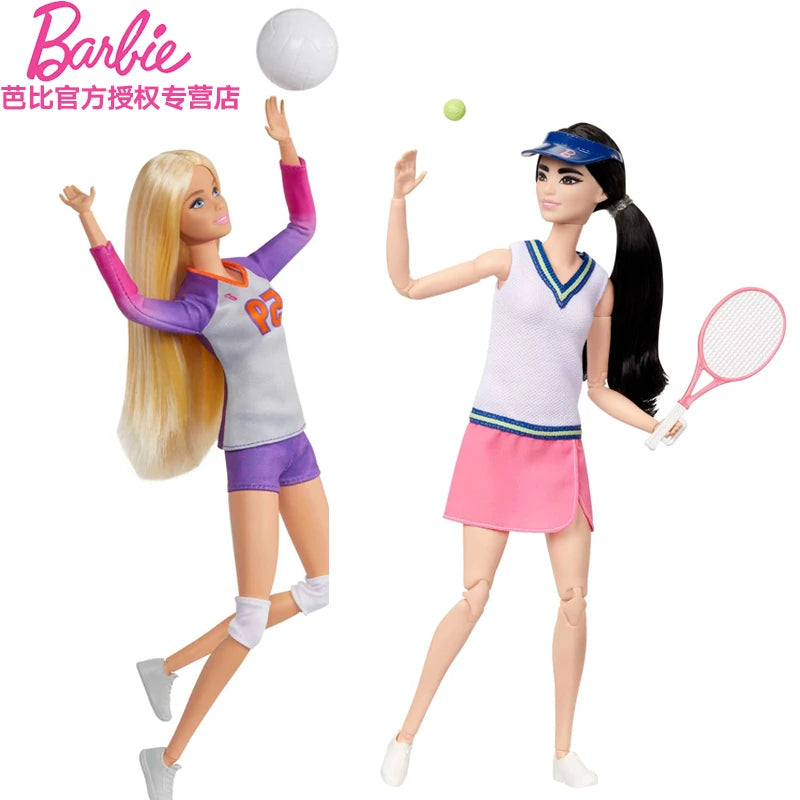 Genuine Barbie Deluxe Style Dolls Pink Dress Outfit Blond Hair Knot Bow Accessories Mesh Tights Toys For Girls Sweet Gift.