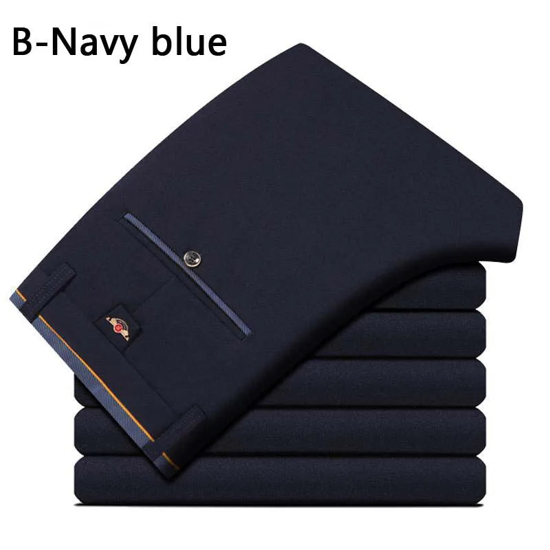 28-40 Men's Summer Fashion Business Casual Long Pants Suit Pants Male Elastic Straight Formal Trousers Plus Big Size 28-40.