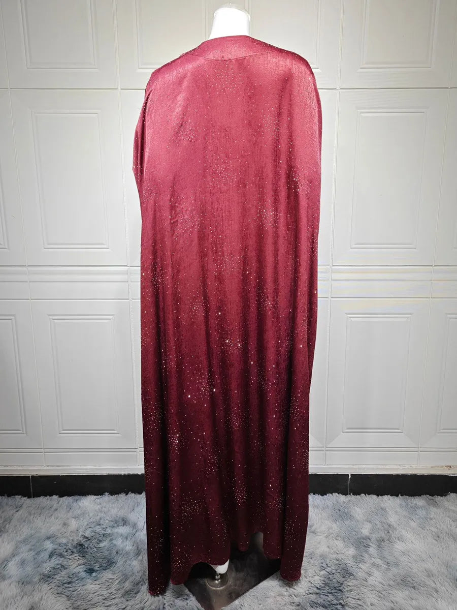 Women Ramadan Eid Arabic Dubai Abaya Luxury Muslim Fashion Hot Beading Long Dress Kaftan Robe Femme Islam Prayer Clothing Kebaya.