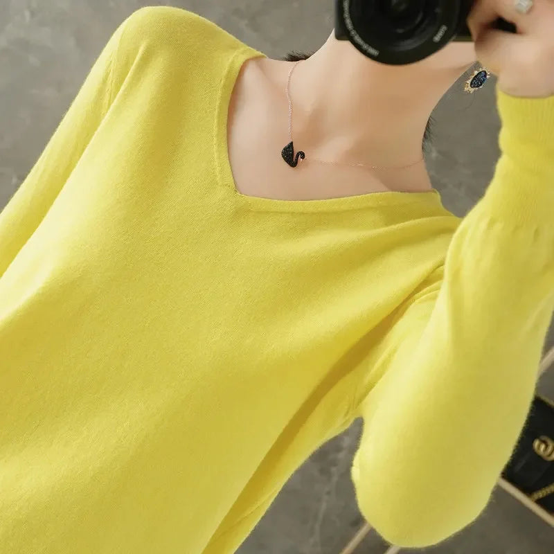 Frauen Pullover Herbst Winter V-ausschnitt Strickwaren Lange Hülse Lose Kaschmir Pullover Pullover Dame Günstige Qualität Jumper Gestrickte Tops