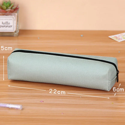 Solid Color Pencil Case Simple Pencil Bags For Student New Stationery School Supplies Kids Gift Zipper Big Cosmetic Bag.