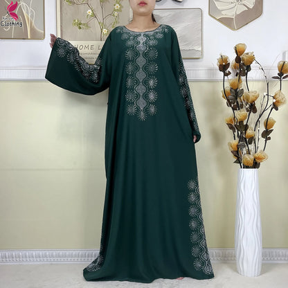 2025New High-Quality Dubai Muslim Abaya for Women Dress Islamic Turkey Femme Clothing Long Sleeve Loose African Dress With Scarf.