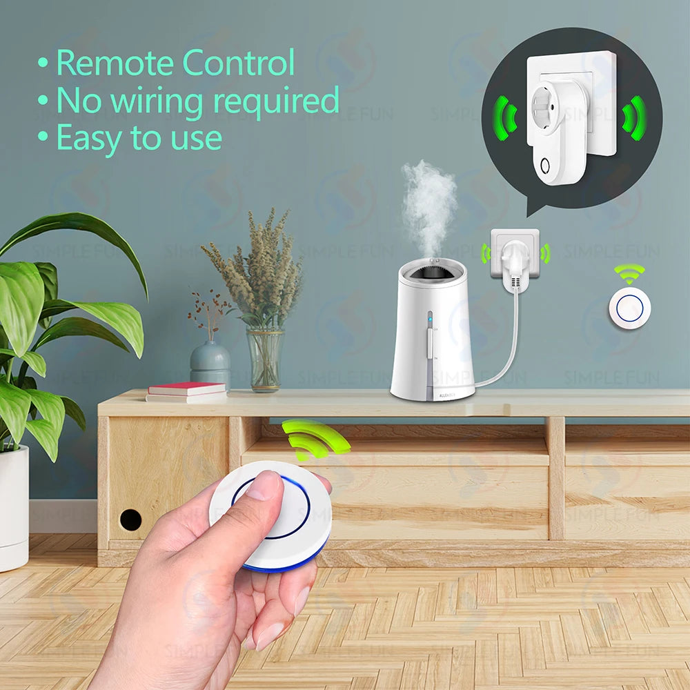 Drahtlose Fernbedienungssteckdose 220 V 110 V EU FR Smart Plug, 50 m Reichweite, Steckdose 15 A für Haushaltsgeräte-Lichtventilator.