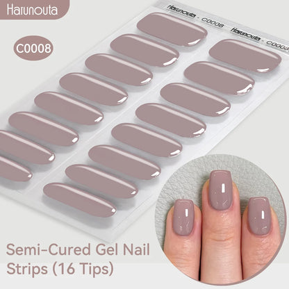 Harunouta Gradient Semi Cured Gel Nail Sticker Long-Lasting UV Nail Sticker UV/LED Extension Gel Nail Foil Gel Polish Full Cover.