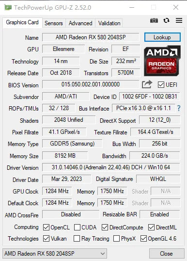 MLLSE AMD RX 580 8GB 2048SP GDDR5 256Bit Gaming Graphics Card 6Pin PCI Express 3.0 ×16 Game Radeon GPU rx580 8g.