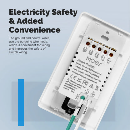 MOES Tuya Matter WiFi Smart Light Button Switch App-Steuerung Neutralleiter erforderlich Erdungsdesign Alexa Google Home Apple Home.