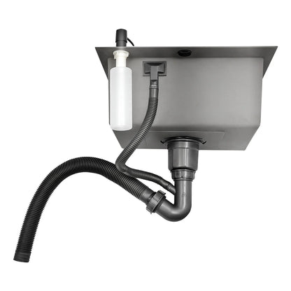 45 x 40 cm Edelstahl-Küchenspüle für Zuhause, kommerziell, großes Einzelwaschbecken mit Abflusskorb + Seifenspender + Sieb + Abflussrohr