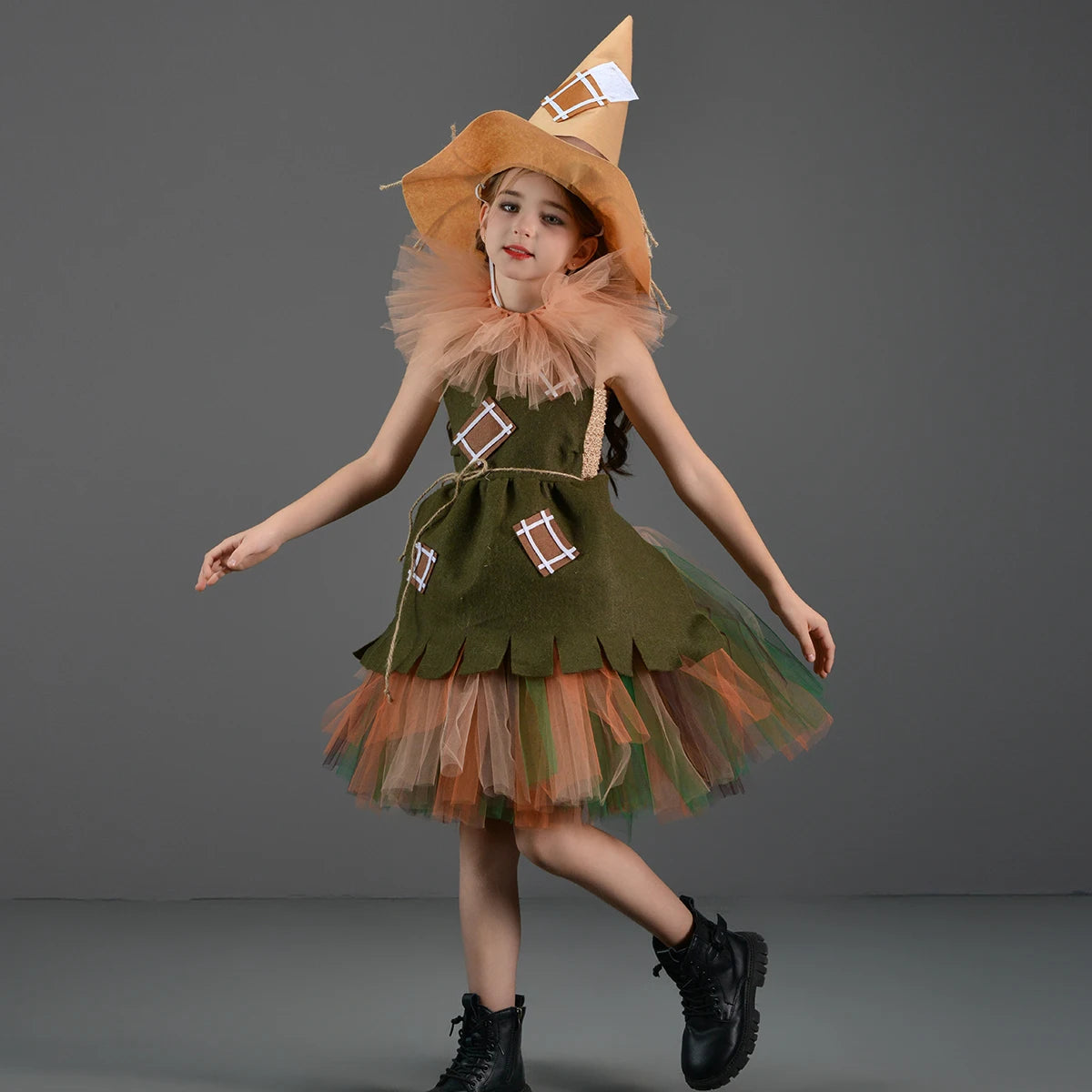 Kinder Mädchen Halloween Kostüm Zauberer von Oz Vogelscheuche Zinn Mann Löwe Hexe Prinzessin Tutu Kleid Rollenspiel Party Bühne Kleid Outfit.