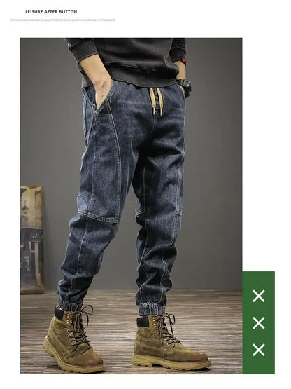 Autumn Winter Men's Trendy Loose-fit Jeans Casual Harem Trousers Long Pants Comfortable Working Clothes.