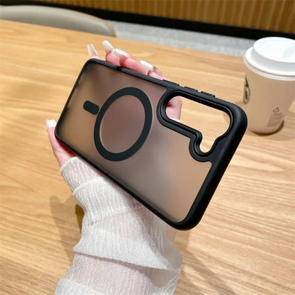Luxury New Matte Translucent Business Phone Case for Samsung Galaxy S25 S24 Ultra S23 S22 Plus S20 S21 FE Magsafe Magnetic Cover.