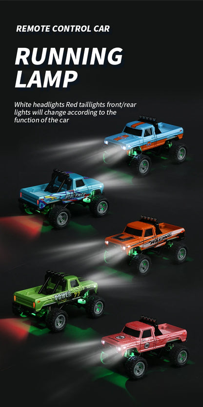 RC 1/64 Speed Mini Off-Road Climbing Car Alloy Cool Appearance Light Shock Absorption With LED Light Toy For Children's Gift.