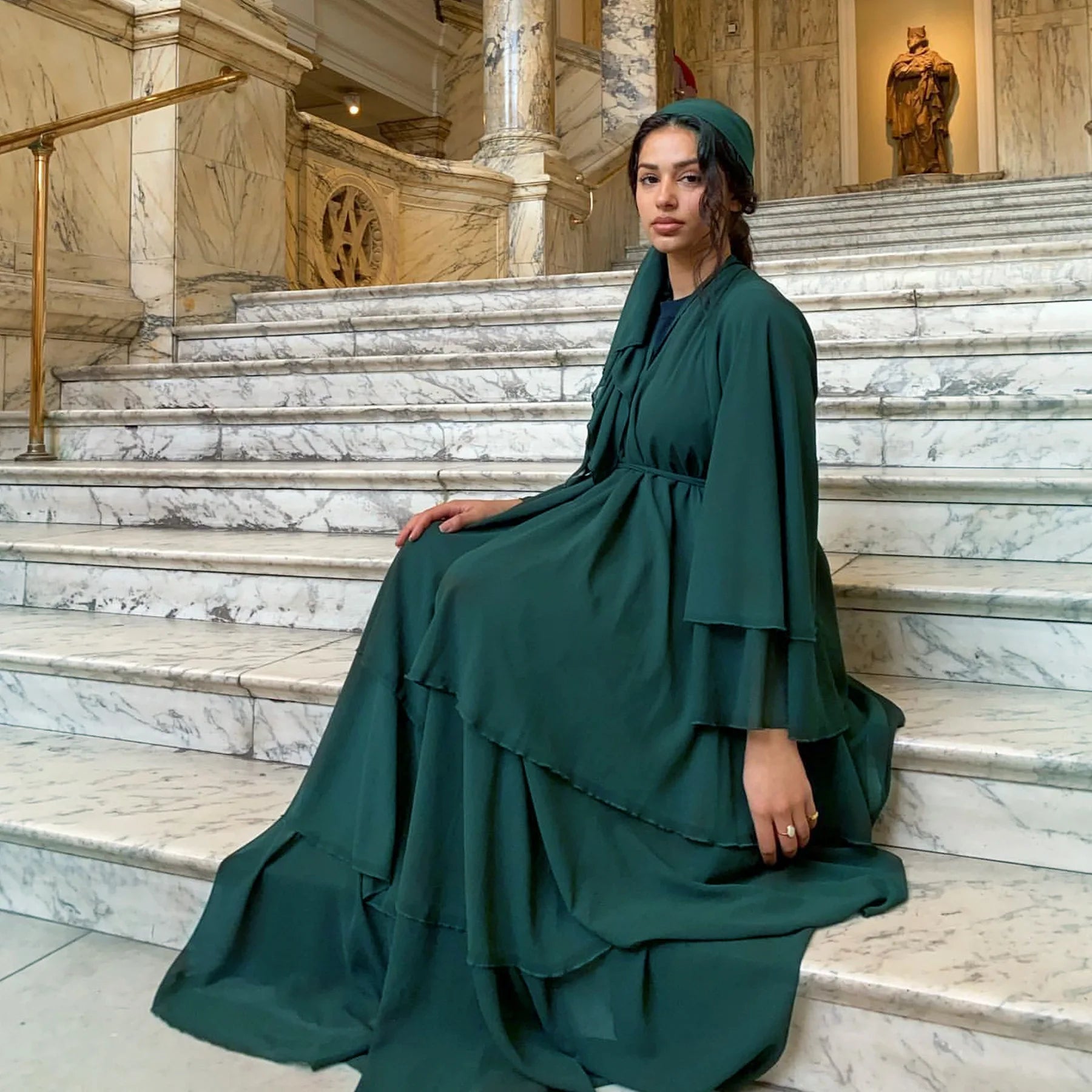 Eid Muslim Abaya for Women Chiffon 3 Layers Cake Party Cardigan Robe Jalabiya Dresses Ramadan Morocco Abayas Kaftan Vestidos.