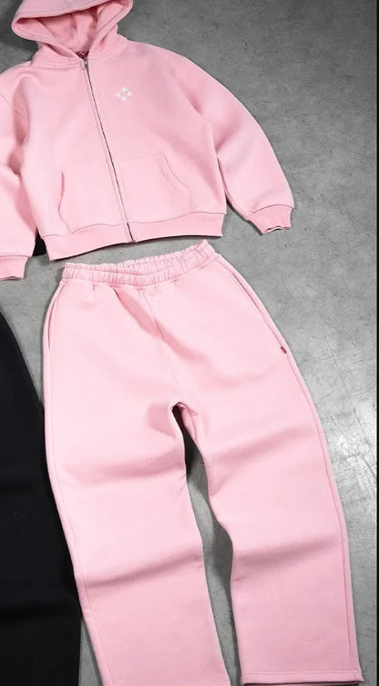 American Retro Letter Sweatshirt and Jogger Set Y2K Fashion Hoodie Casual Loose Winter Trendy Outfit for Men and Women Clothing.