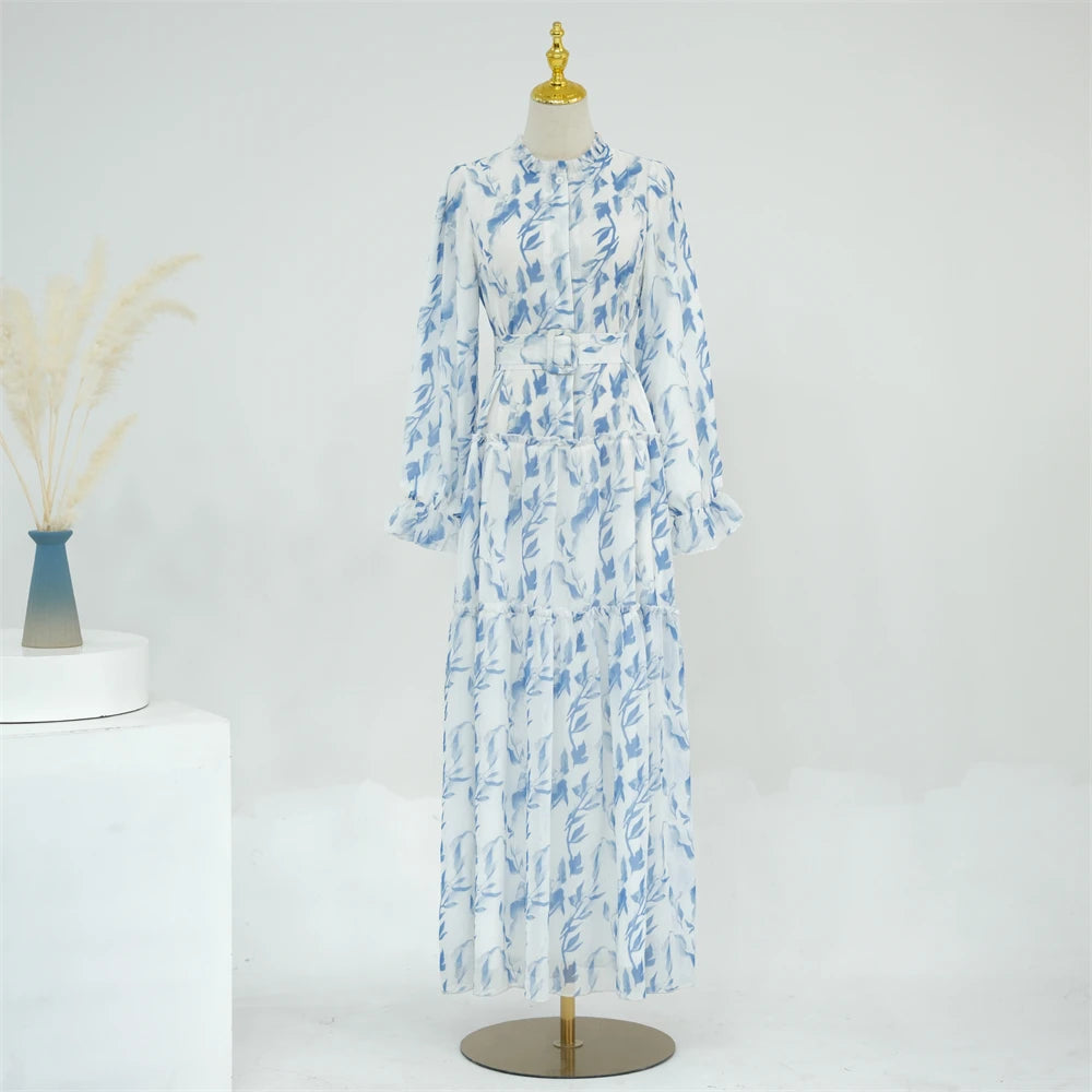 Ramadan Dubai Chiffon Modest Abaya Damen Kebaya Turkey Islam Muslim Long Dress Abayas For Women Kaftans Robe Femme Musulmane.