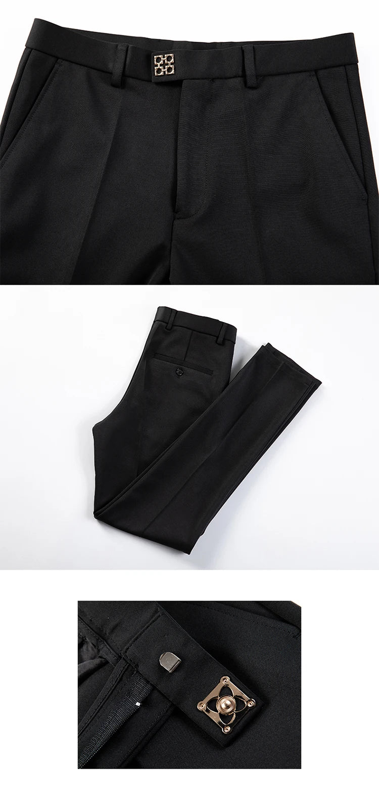 Men Suit Pants Formal Trousers Stretch Slim Pantalone Hombre Calça Masculina Solid Color Casual Dress Pants Fashion Men Clothing
