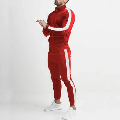 2025 Europe and the United States Spring and Autumn Outdoor New Leisure Men's Sports Suit Color Contrast Outdoor Men's 2 Pieces