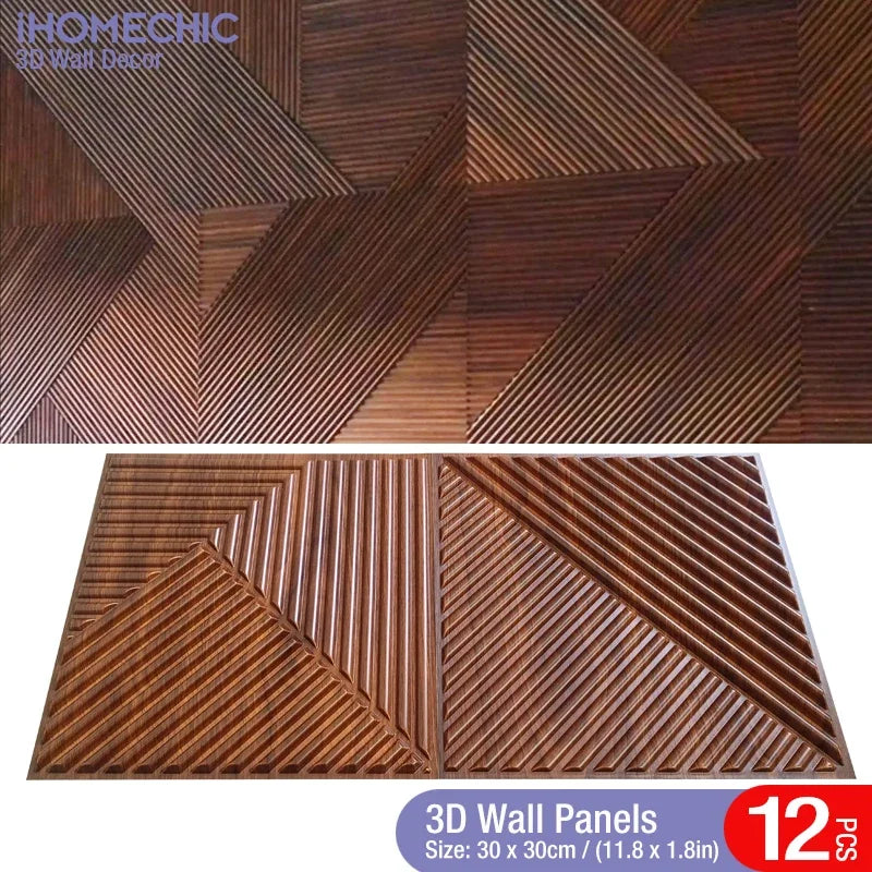 12pcs/1m² 30cm wall renovation 3D Stereo Wall Panel Diamond Wood grain tile 3D wall sticker living room Bathroom Waterproof pape