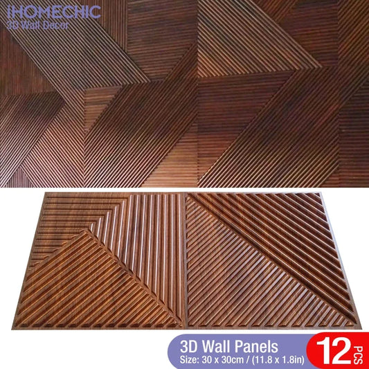 12pcs/1m² 30cm wall renovation 3D Stereo Wall Panel Diamond Wood grain tile 3D wall sticker living room Bathroom Waterproof pape