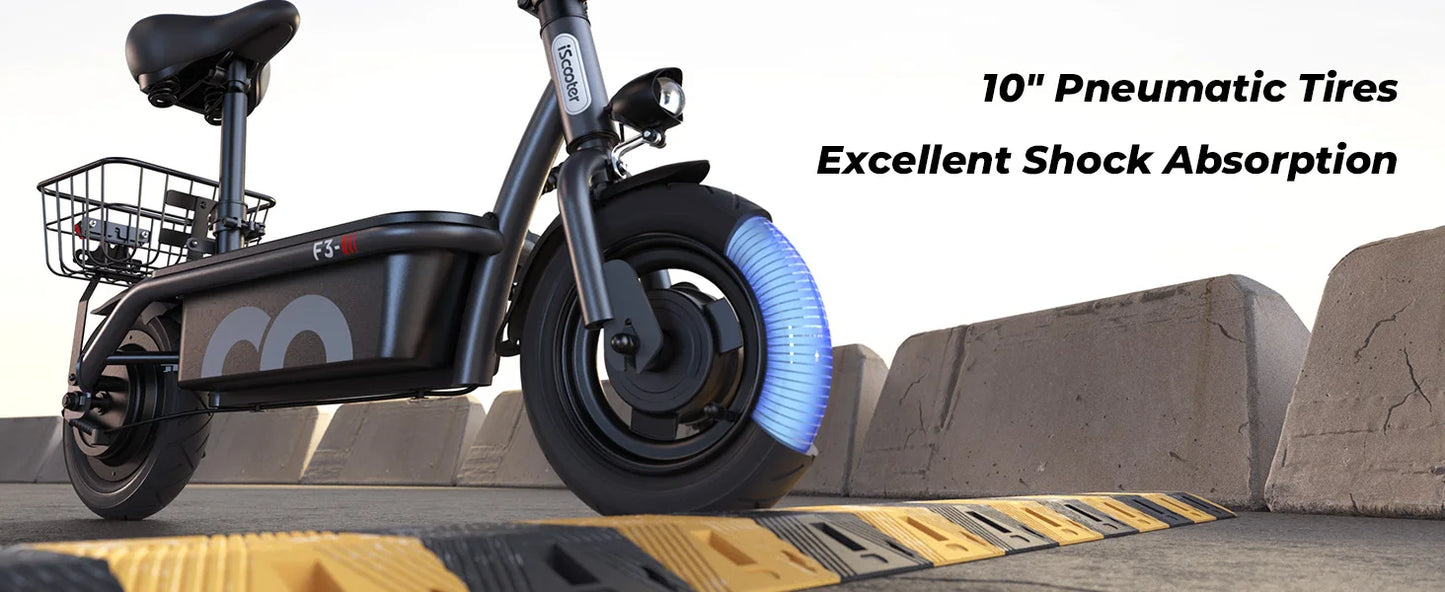 ISCOOTER F3 Electric scooter 1000W motor 48V13AH battery foldable electric scooter, adult electric scooter with seat 45 km/h.