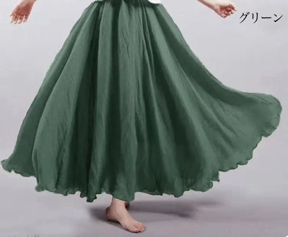 new 2020 Women Linen Cotton Long Skirts Elastic Waist Pleated Maxi Skirts Beach Boho Vintage Summer Skirts Faldas Saia.
