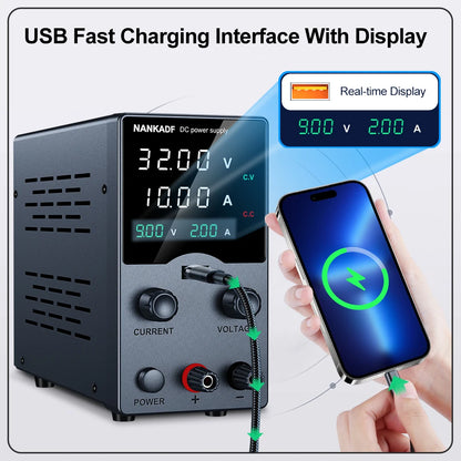 NANKADF Lab Bench Power Supply 30V 10A Switching Power Supply Unit 30V 5A  Adjustable Source 60V 5A Voltage Stabilizer 120V 3A