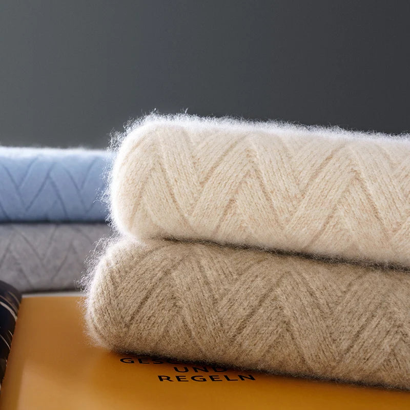 Men 100% Merino Wool New O-Neck Fashion Solid Color Sweater Long Sleeves Pullover Cashmere Soft Warm Comfortable Clothing Top.