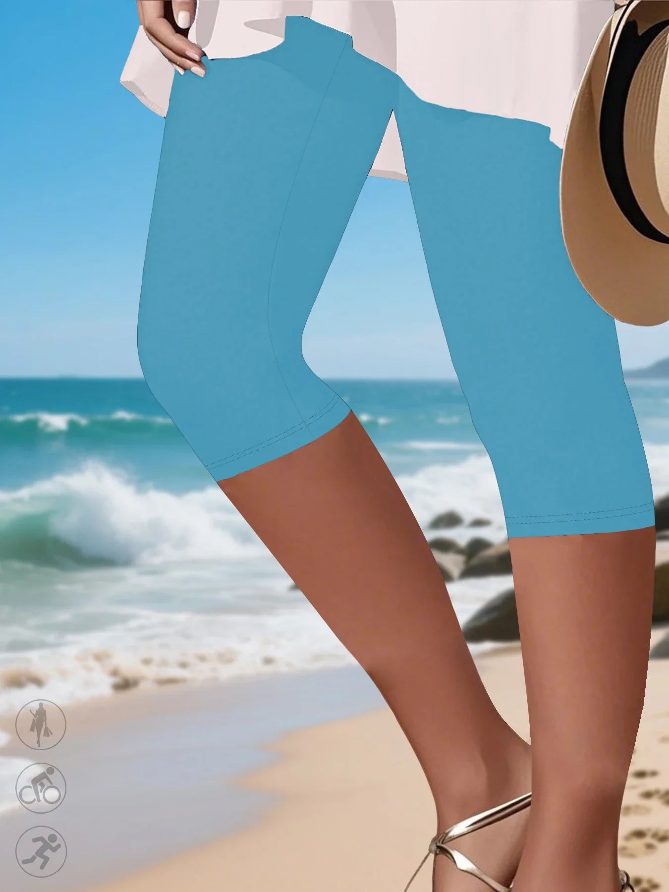 Women's Super Soft Capri Pants High Stretchy Breathable Pants No See Through Workout Running Yoga Athletic Pants Gym Leggings