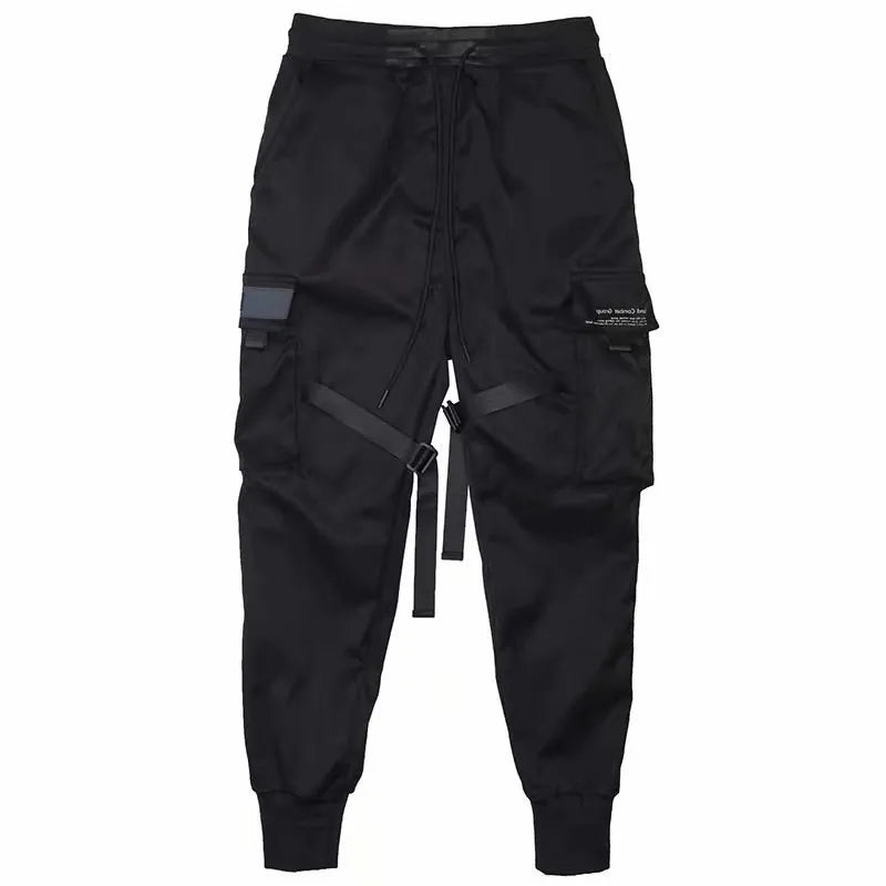 2025 Multi-pockets Ribbons Bandage Tactical  Techwear Cargo Pants Mens Harajuku Punk Hip Hop Joggers Pantalons Casual Streetwear.