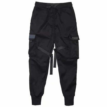 2025 Multi-pockets Ribbons Bandage Tactical  Techwear Cargo Pants Mens Harajuku Punk Hip Hop Joggers Pantalons Casual Streetwear.